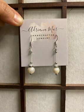 White Pearl Drop Earrings - Handcrafted Women Jewelry